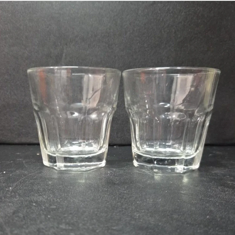 Libbey Duratuff Clear Paneled Juice Glasses, Set of 2, Vintage Clear Drinkware‎